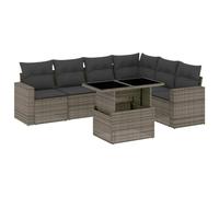 RJPLMFV Soggiorno Da Giardino 7 Pezzi Grigio Resina Treccia con Cuscini