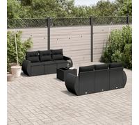 RJPLMFV Soggiorno Da Giardino 7 Pezzi Resina Treccia Nero Cuscino
