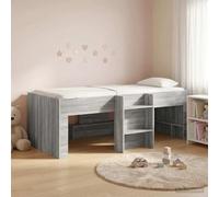RJPLMFV Struttura per letto per bambini, in legno, grigio, 75 x 190 cm | Scala integrata, ripostiglio sotto il letto, protezioni trasparenti in TPE, design moderno, materasso non incluso