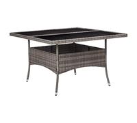 RJPLMFV Tavolo da Pranzo per Giardino in Polyrattan Grigio e Vetro Tavolo da Pic Nic Arredamento per Esterni giardino