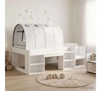 RJPLMFV Telaio letto con Tunnel 3 pc Bianco Legno di ingegneria | Con scala, doghe incluse, risparmio di spazio, per bambini e adulti, facile manutenzione
