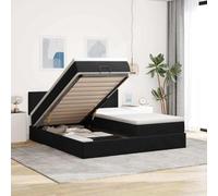 RJPLMFV Telaio letto ottomano velluto nero 200 x 200 cm con materasso | Stoccaggio idraulico, molle insacchettate, coprimaterasso rimovibile, 2 settori sollevabili