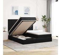 RJPLMFV Telaio letto ottomano velluto nero 200 x 200 cm con materasso | Stoccaggio idraulico, molle insacchettate, coprimaterasso rimovibile, 2 settori sollevabili