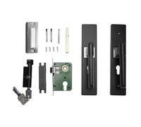 Rjrjc Maniglia per porta interna Chiavi di blocco Cuscinetti silenziosi Leva in lega di alluminio Bagno Camera da letto Nera