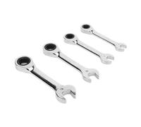 Rjrjc Set di chiavi a cricchetto corte Set di strumenti professionali per chiavi a cricchetto da 72 denti per meccanici di riparazione auto Acciaio per utensili 8mm 9mm 11mm 12mm 4 pezzi