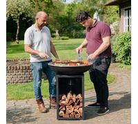 RJRoyal Living Plancha grill BBQ Amigo met hoes en houtopslag vuurschaal rvs buitenkeuken grillring voor buiten 67x67x92cm (RJR0058)
