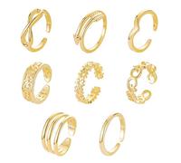 RJSQAQE 8 pz/set Anelli della Punta per Le Donne Ragazza Vacanza Al Mare Estate Aperto A Piedi Nudi Anello Punta Estivi Del Donne Piede delle della Anelli Accessori Anello