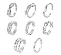RJSQAQE 8 pz/set Fashion Beach Piede Gamba Geometrica Aperta A Piedi Nudi Anelli di Barretta Carino Infinity Gioielli Onda Toe di Estate Donne Delle Freccia Anelli