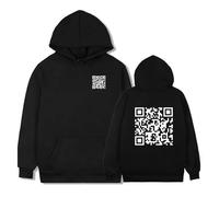RJSQAQE Divertente felpa con cappuccio "Fu QR Code", "QR code con divertente messaggio nascosto", felpa con cappuccio "Fuck You QR", divertente felpa con cappuccio (nero, 2XL)