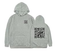 RJSQAQE Divertente felpa con cappuccio "Fu QR Code", "QR code con divertente messaggio nascosto", felpa con cappuccio "Fuck You QR", divertente felpa con cappuccio (grigio, 2XL)