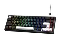 RJXDUPHT V-K66 Tastiera da Gioco Meccanica al 60% Tastiera compatta retroilluminata a LED montata su Guarnizione cablata Hot Swap con Freccia Compatibile con Accessori da Gioco(VK66 Black)