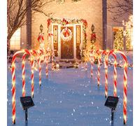 RJZZ Luci a forma di bastoncino di zucchero da 55,9 cm, per esterni, 2 pezzi, 12 pezzi, 8 modalità, luci solari a forma di canna di zucchero, per un totale di 4,5 m, luce natalizia per vialetti