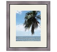 RK Cadres Photo Frame con Passepartout Silver Grey per un'immagine 21x28 o 28 x 21 cm Cornice portafoto Argento con Filo Nero, 3.4 Centimetri di Larghezza, Foto Struttura in Legno