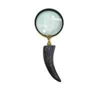 RK - Lente d'ingrandimento con manico in corno nautico, replica antica, ottone e finitura nera