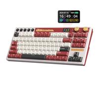 RK ROYAL KLUDGE M87 Tastiera Meccanica Wireless con Schermo, Due Manopole, 75% Gasket Bluetooth/2.4G/Cavo, Layout US Tastiera con Retroilluminazione RGB, Hot-Swap (Interruttore Crema, Rosso)