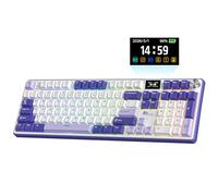 RK ROYAL KLUDGE Tastiera meccanica wireless S104 w/schermo e manopola, tastiera da gioco full size con batteria 8000mAh, interruttori pre-lubrificati sostituibili a caldo retroilluminati RGB, tastiere