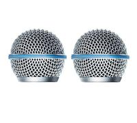 RK265G Beta 58A Griglia di ricambio per microfono vocale Shure BETA 58A, con microfono antivento, banda blu, colore argento, confezione da 2