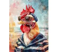 RKFLGEW 14CT Kit Mezzo Punto Ricamo Kit Punto Croce Gallo Vestito Kit Punto Croce Con Ritratti Di Animali Vintage Per Principianti O Adulti，Kit Punto Croce Facile Da Contare Fai Da Te 50x70cm