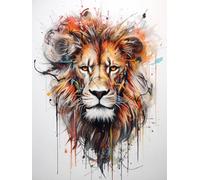 RKFLGEW 14CT Kit Punto Croce Animali Per Adulti Kit Ricamo Leone Scarabocchio Per Principianti Kit Punto Croce Fai Da Te Per Adulti 60x80cm