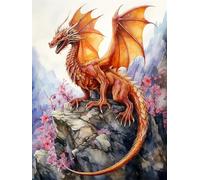 RKFLGEW 14CT Kit Punto Croce Con Stampa Di Animali Kit Punto Croce Drago Acquerello Per Principianti O Adulti，Kit Punto Croce Facile Da Contare Fai Da Te 30x40cm