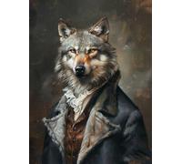 RKFLGEW 14CT Kit Punto Croce Kit Da Ricamo Lupo Vestito Kit A Punto Croce Animali Fantastici Per Principianti O Adulti，Kit Punto Croce Facile Da Contare Fai Da Te 30x40cm
