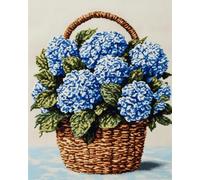 RKFLGEW 14CT Kit Ricamo Fiori Nel Cestino Set Punto Croce Kit Ricamo Ortensie Colorate Per Principianti Adulto Fai Da Te Punto Croce Kit Mezzopunto 50x70cm