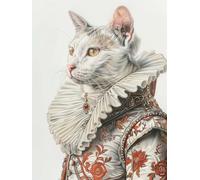 RKFLGEW 14CT Kit Ricamo Kit Di Ricamo Nobile Testa Di Gatto Fantasy Per Principianti Kit Punto Croce Fai Da Te Per Adulti 30x40CM