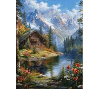RKFLGEW 14CT Quadri Punto Croce Kit Da Ricamo Fantasy Forests Cottage Paesaggi Di Montagna E Fiume Kit Di Schemi Punto Croce Fai-Da-Te Set Da Ricamo Artigianale Per La Decorazione Domestica 60x80cm