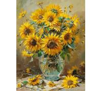 RKFLGEW Kit per perline Girasoli in un Vaso, Kit da Ricamo Perline Fantasia Fiori, Punto Croce, 50x70cm