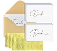 Rkixlix 30 Pezzi Biglietti di Ringraziamento con 30 Buste in Carta Kraft e 30 Sigillo Dorato, 9 cm x 14 cm Biglietto Grazie Mille Biglietto di Ringraziamento per Compleanno, Matrimonio, Fai da Te