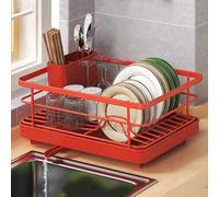 RKJDMSWJ Scolapiatti Big Space con beccuccio telescopico Girevole, scolapiatti Regolabile di Grande capacità, Supporto per scolapiatti da Cucina Staccabile, Cuscinetto ad Alto carico (Rosso)