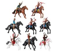RKJRTK 8 figure Western Cow Boy in plastica, A | Modelli Western Cow Boy e indiani per decorazioni per feste, feste a tema, appassionati storia e