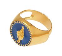 RKJRTK Anelli Smaltati Nero, A Base In Acciaio Inox E Tecniche A Goccia D'olio, Ritratti Religiosi, Accessori Gioielli Per Donne, come descritto