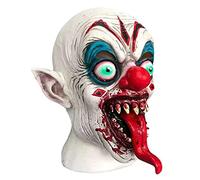 RKJRTK Halloween Terribile Clown Maschera Con Sanguinata Lungo Lingua Naso Rosso Diavolo Costume Festa Cosplay Puntelli Per Adulti Uomini Maschere Halloween Maschera