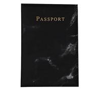 RKJRTK Porta carte per passaporto combinato con copertina, Black | Simpatica custodia da viaggio in pelle stile marmo con porta carte per vaccini, 2 slot per protezioni per carte