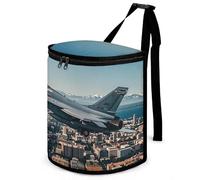 RKJVB Pattumiera per auto da uomo a prova di fuoriuscite per sacchetti della spazzatura per auto, getti da combattimento, volare sopra le città Pattumiera da appendere per auto per donne tasche per