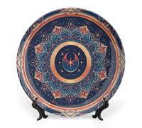 RKJVB Piatto decorativo in porcellana Bone China con display 22,1 cm Piastra decorativa in ceramica Frammenti floreali circolari Piatti ornamentali in ceramica Piatto da pranzo in ceramica Piatti