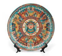 RKJVB Piatto decorativo in porcellana Bone China con display Supporto da 15,5 cm Piatto decorativo in ceramica Modelli di antica civiltà Piatti ornamentali in ceramica Piatto da pranzo in ceramica