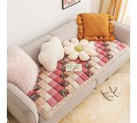 RKK Garden Chic Cotton Protective Couch Cover, Funny Fuzzy Couch Cover Magic Sofa Cover, Cotton Quilted Couch Cover Seat Cushion Large Plaid Square Pet Mat Bed(Pink-a,50 * 50cm/19.7 * 19.7")