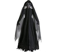 RKK Halloween Cosplay Costume Women Zombie Witch Devil Vampire Horror Spooky Ghost Sexy Black Long Dress Party Cosplay(Witch-C,S)