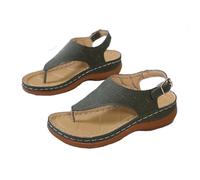 RKK Nuovi Sandali Ortopedici Moda Donna Diapositive Estate Comodi Sandali Ortesi Appartamenti Pantofole Cuoio Infradito Fibbia Della Cintura Scarpe Femminili(Green,40)