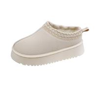 RKK Pantofole Da Donna Mini Stivaletti Con Plateau Stivaletti Corti Foderati In Pelliccia In Pile Scarpe Da Ginnastica Invernali Calde Pantofole Da Casa Stivale Antiscivolo(Beige,43)