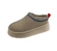 RKK Platform Women's Winter Snow Boots, Fuzzy Slippers for Women Fur Lined Warm Padded Thickened Warm Casual Shoes Winter Fluffy House Shoes Home Slippers(Khaki,42)