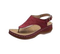 RKK Sandali Da Donna Sandali Estivi Ortopedici Scarpe Piatte Sandali Aperti Da Donna Sandali Da Spiaggia Traspiranti For Donna Scarpe Taglie Forti Leggere Moda(Wine red,38)