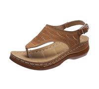 RKK Sandali Da Donna Sandali Estivi Ortopedici Scarpe Piatte Sandali Aperti Da Donna Sandali Da Spiaggia Traspiranti For Donna Scarpe Taglie Forti Leggere Moda(Brown,42)