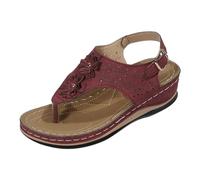 RKK Sandali Ortopedici Da Donna Ciabatte Con Clip Sandali Con Zeppa A Fiori Sandali Ortopedici Correttori For Alluce Valgo For L'estate Walking Beache Slides(Wine red,39)