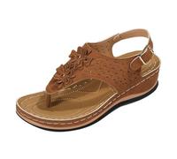 RKK Sandali Ortopedici Da Donna Ciabatte Con Clip Sandali Con Zeppa A Fiori Sandali Ortopedici Correttori For Alluce Valgo For L'estate Walking Beache Slides(Brown,37)