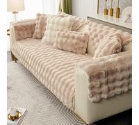 RKK Shaggy Plush Couch Cover Faux Fur Sofa Cover Warm Soft Faux Rabbit Fur Non Slip Couch Cover Fuzzy Furry Sofa Slipcover Furniture Protector for Living Room(Ligh Brown,70 * 70cm/27 * 27")