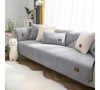 RKK Sherpa Fleece Sofa Cover, Couch Covers Super Soft Thickened Warm Plush Couch Cover Fuzzy Furry Couch Cover Non Slip Sofa Slipcover Furniture Protector Cushion(Gray,35 * 70")