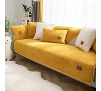 RKK Sherpa Fleece Sofa Cover, Couch Covers Super Soft Thickened Warm Plush Couch Cover Fuzzy Furry Couch Cover Non Slip Sofa Slipcover Furniture Protector Cushion(Yellow,27 * 59")